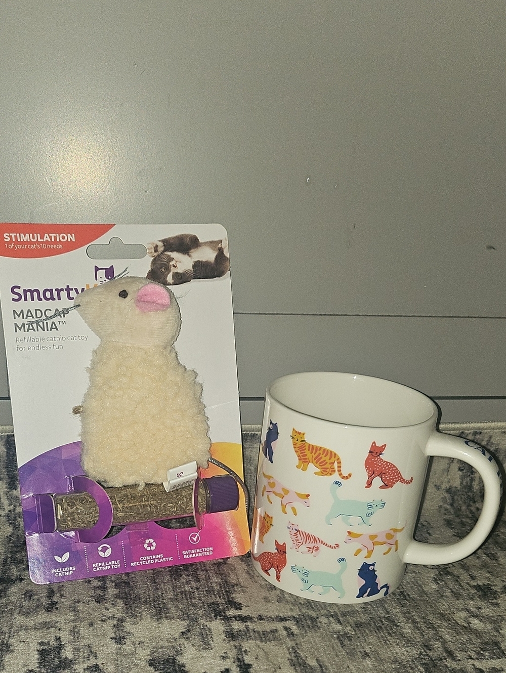 Cat Bundle Plush Cat Toy with Catnip & Mug